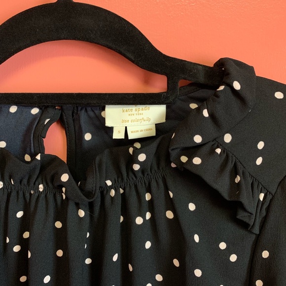 Kate Spade scatter dot ruffle top flouncy - Picture 5 of 8